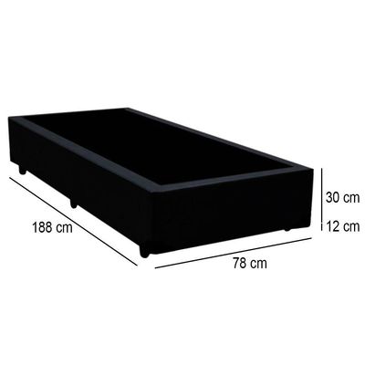 Cama Box Solteiro Sintético Mega Cama Preto 88x188x42cm