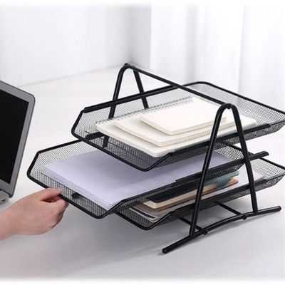 Organizador Triplo De Mesa Com 3 Divisórias Para Documentos E Papel