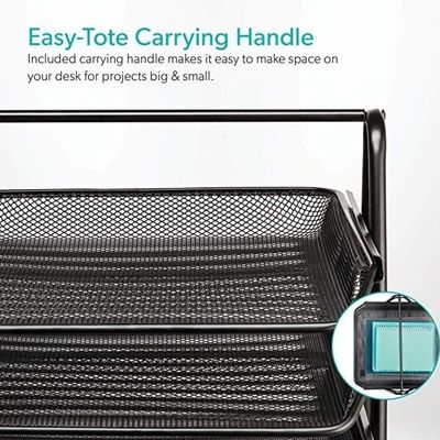 Organizador Triplo De Mesa Com 3 Divisórias Para Documentos E Papel