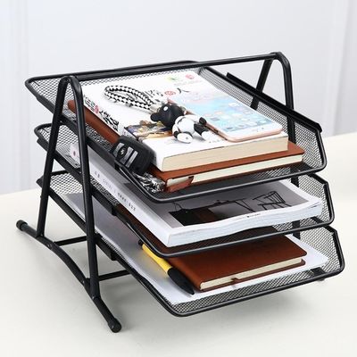 Organizador Triplo De Mesa Com 3 Divisórias Para Documentos E Papel
