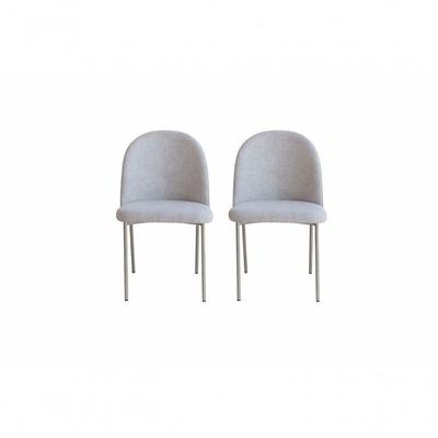 Kit 2 Cadeira Jantar Cecilia Metal Champagne Reforçada Linho Base Dourada-linho Bege