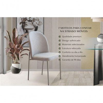 Kit 2 Cadeira Jantar Cecilia Metal Champagne Reforçada Linho Base Dourada-linho Bege