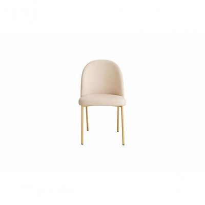 Kit 04 Cadeiras Jantar Cecilia Pé Metal Dourado Courino Base Dourada-courino Bege