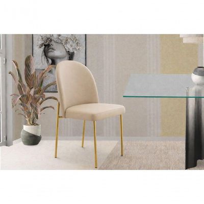 Kit 04 Cadeiras Jantar Cecilia Pé Metal Dourado Courino Base Dourada-courino Bege
