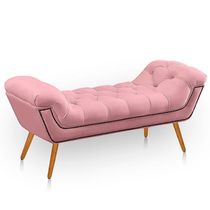 Recamier Estofada Casal Queen Ayla Veludo Cor Rosa Bebe