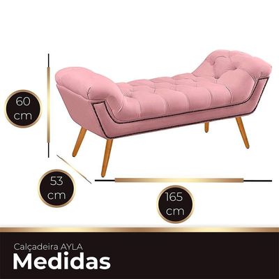 Recamier Estofada Casal Queen Ayla Veludo Cor Rosa Bebe