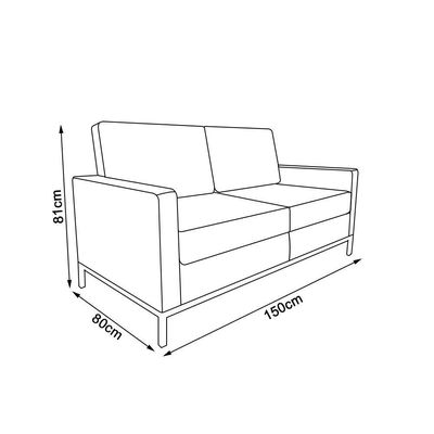 Sofá Fixo Florence Knoll 2 Lugares Cromado Em Couro Natural Marrom