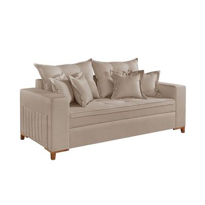 Sofá Martins M-205 Linho 200cm Living Estofados Martins Linho Bege Mesclado