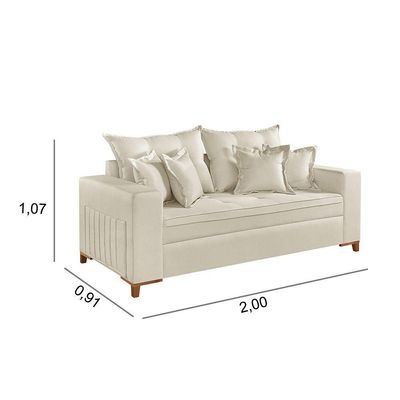 Sofá Martins M-205 Linho 200cm Living Estofados Martins Linho Creme