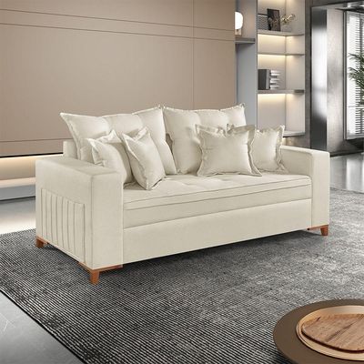 Sofá Martins M-205 Linho 200cm Living Estofados Martins Linho Creme