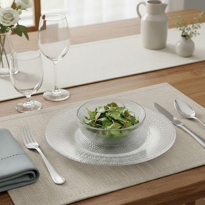 Jogo 8 Prato Raso De Vidro Acquamarine Transparente 22,5cm Class Home