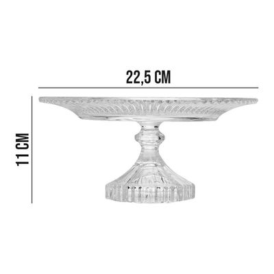 Boleira De Vidro Prato Porta Bolo Com Pé Cristal Renaissance 22cm Lyor