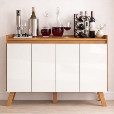 Buffet Aparador Atlas 4 Portas Cinamomo/branco Tx - Pr Móveis Cinamomo/branco Tx