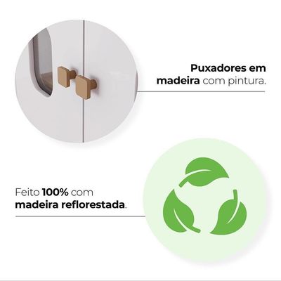 Cômoda Infantil Aconchego 1 Porta E 4 Gavetas Branco/jequitibá - Móveis Henn Branco/jequitibá