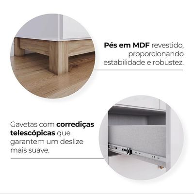 Cômoda Infantil Aconchego 1 Porta E 4 Gavetas Branco/jequitibá - Móveis Henn Branco/jequitibá