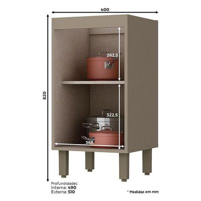 Balcão De Cozinha Connect 1 Porta 40 Cm Duna Cristal - Henn