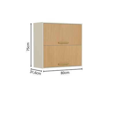 Armário Aéreo 80cm 2 Portas Basculantes Nogal Bertolini Dourado/areia