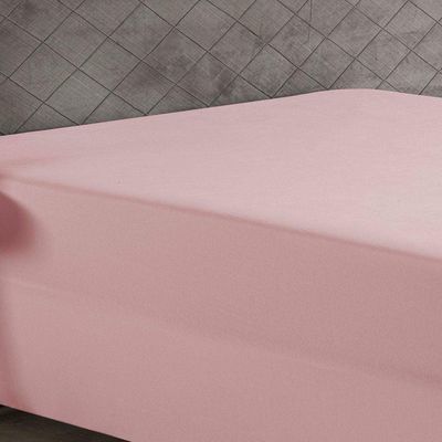 Lençol Com Elástico Solteiro Nobre 1 Peça Luva De Box 55cm De Altura Malha 100% Algodão - Rosa