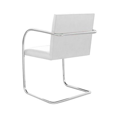Kit 4 Cadeiras Brno Couro Natural Branco Tubular Cromada