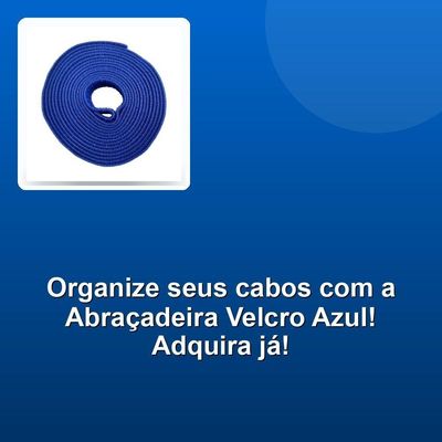 Abraçadeira de Velcro MUVC0005 Organizador de Cabos 3 METROS X 20MM Azul Multitoc