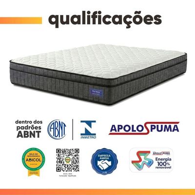 Cama Box Desmontável Colchão Queen Ortopédico D33 Euro Pillow Ultra 158x198x63cm Cinza