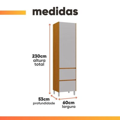 Armário De Cozinha Paneleiro 2 Portas 1 Gaveta 100% Mdf Lais Madeirado / Fendi