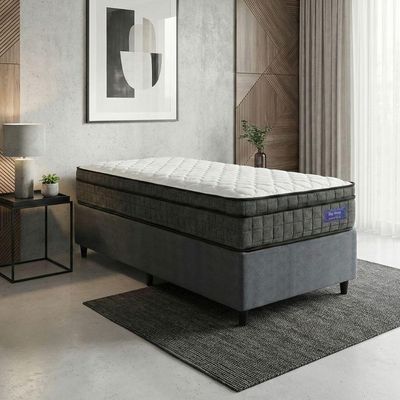 Cama Box Colchão Solteiro Ortopédico D33 Euro Pillow Ultra 88x188x63cm Cinza