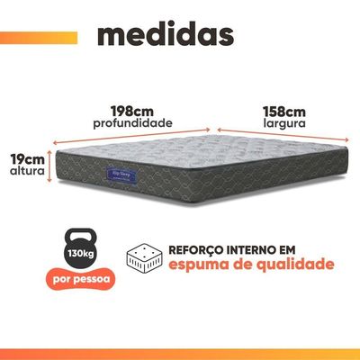 Cama Box Colchão Queen Ortopédico Espuma D33 Hiper Desmontável 158x198x57cm Cinza