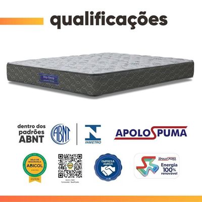 Cama Box Colchão Queen Ortopédico Espuma D33 Hiper Desmontável 158x198x57cm Cinza