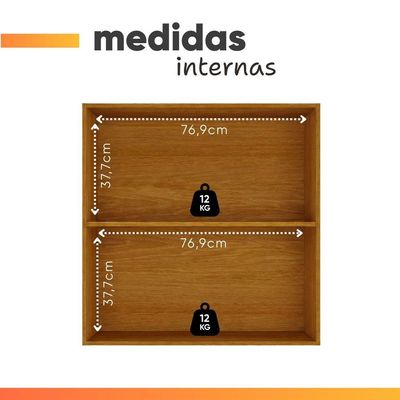 Armário Aéreo De Cozinha 100% Mdf 2 Portas 0,80m Lais Madeirado / Fendi