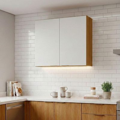 Armário Aéreo De Cozinha 100% Mdf 2 Portas 0,80m Lais Madeirado / Fendi