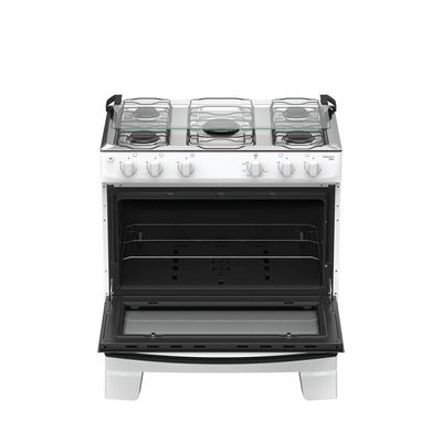 Fogão 5 Bocas Atlas Mônaco Plus Mesa De Inox Bivolt Branco