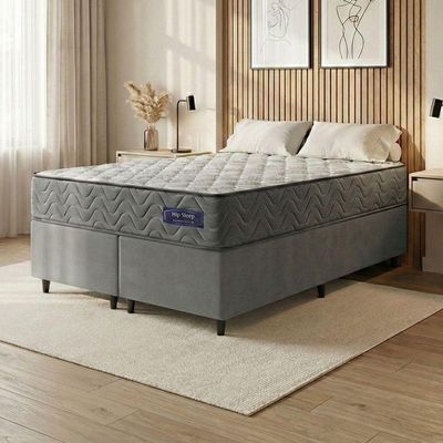 Cama Box Colchão Queen Molas Ensacadas Atlanta 158x198x60cm Cinza