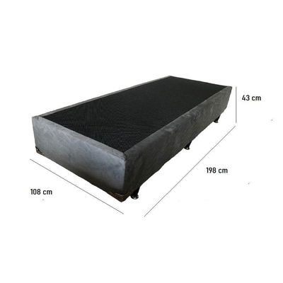 Cama Box Solteiro Box Suede Base com Pés Fixos Grafite para Quarto Aconchegante e Descanso