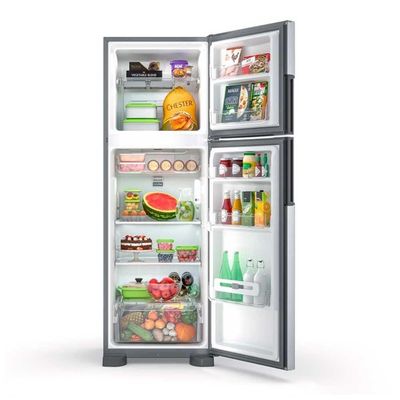 Geladeira Consul Duplex CRM44AK 386 Litros Frost Free Com Altura , Função Turbo E Freezer Espaçoso Inox 220V