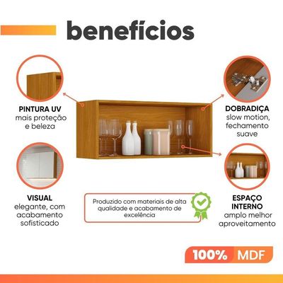 Armário Aéreo De Geladeira 100% Mdf 0,80m Lais Madeirado / Fendi