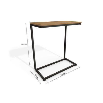 Mesa Lateral para Sala LI025 Retangular MDP Aço 50CM Canela Preto
