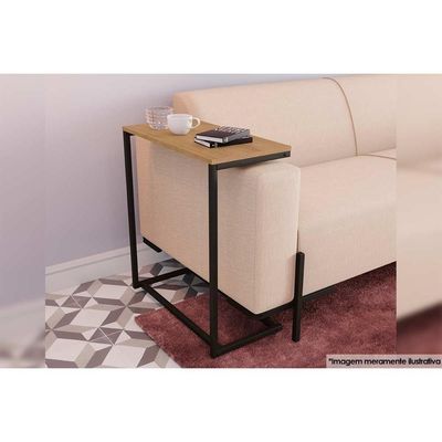 Mesa Lateral para Sala LI025 Retangular MDP Aço 50CM Canela Preto