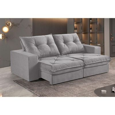 Sofá 2 Lugares Retrátil E Reclinável Martins M-163 Veludo Cinza