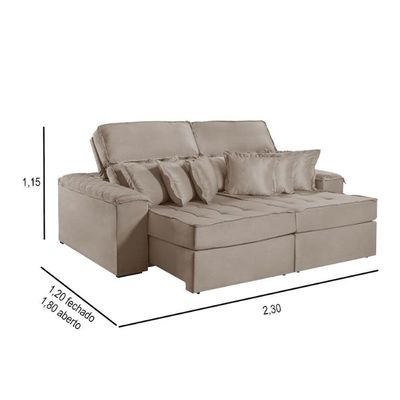 Sofa Martins M-188 02 Md.90 Com Almofadas - V-211 Bege