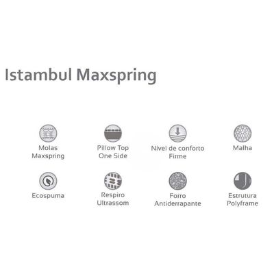 Kit Cama Box com Colchão Queen Istambul Pillow Top Molas Maxspring Malha Bege