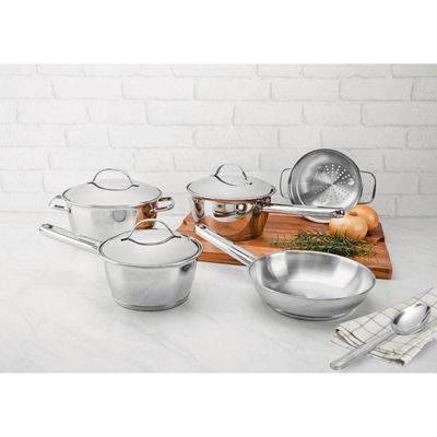 Jogo De Panelas Aço Inox Indução 5 Peças Allegra E Colher Tramontina