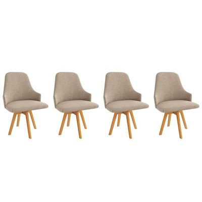 Cadeiras Cozinha Suria 1c002ca Premium Madeira Maciça Kit 4 Un Carvalho/linho Bege Fendi Kappesberg