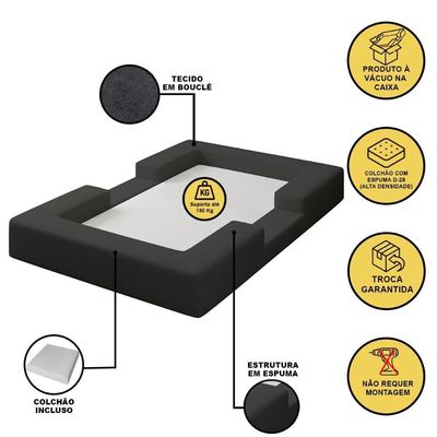 Cama Montessoriana Berço Infantil 100% Espuma Balaqui Decor Grafite