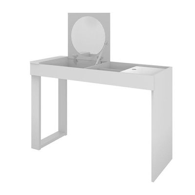 Mesa Escrivaninha Penteadeira Play 2 Gavetas com Espelho Design Multifuncional MDF Branco