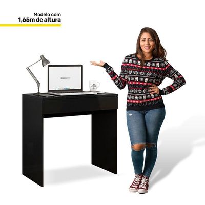 Escrivaninha Retangular Loft Minimalista 1 Gaveta MDF 80CM Preto