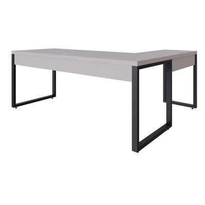 Mesa Em L Presidente C-01 Gav. 190x160x75cm Yon - Off White-est.preta Off White-est.preta