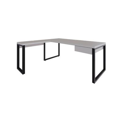 Mesa Em L Presidente C-01 Gav. 190x160x75cm Yon - Off White-est.preta Off White-est.preta