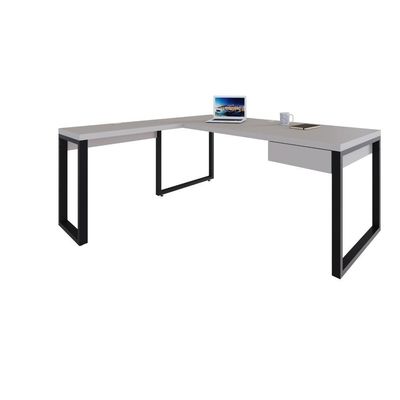 Mesa Em L Presidente C-01 Gav. 190x160x75cm Yon - Off White-est.preta Off White-est.preta