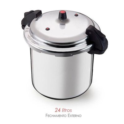 Panela de Pressão com Fechamento Externo Alumínio 24L Cinza para Preparar Grandes Refeições